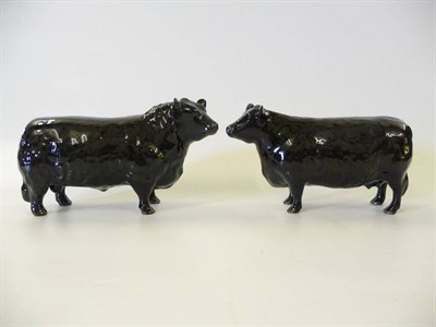 Lot 1159 - Beswick Aberdeen Angus Bull, model No. 1562, 11.9cm high and Aberdeen Angus Cow, model No....