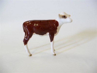 Lot 1168 - Beswick Hereford Calf, model No. 1249E, brown and white gloss, 7cm high