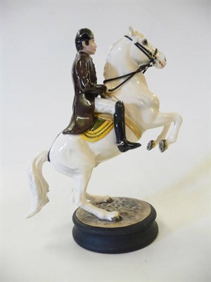 Lot 1177 - Beswick Lippizanner with Rider first version on circular base, model No. 2467, white horse,...