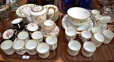Lot 10 - A Staffordshire part tea set, a Royal Stafford coffee set and six Adderley coffee cups and...