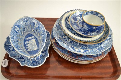 Lot 33 - Twelve pieces of Spode and other printed blue and white pottery with Neo-classical designs