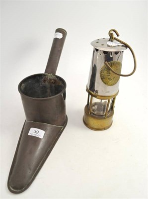 Lot 39 - An Eccles miner's lamp and an 18th century ale muller