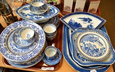 Lot 44 - Thirty three pieces of Spode and other printed blue and white pottery