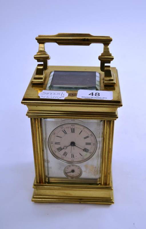 Lot 48 - A striking, repeating and alarm carriage clock