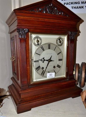 Lot 83 - A mahogany chiming table clock, movement stamped W & H