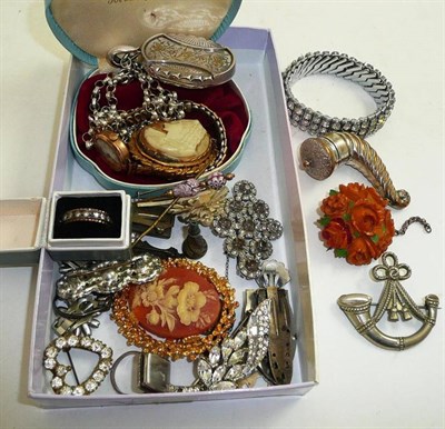 Lot 88 - A silver locket, a quantity of costume jewellery and a watch