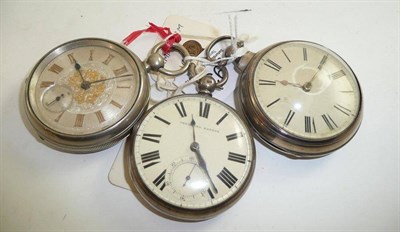 Lot 93 - A silver pair cased pocket watch, silver open faced pocket watch and a plated pocket watch (3)