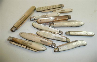 Lot 94 - Twelve silver and mother of pearl fruit knives