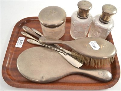 Lot 140 - A white metal mounted dressing table set inscribed 'Isabella'