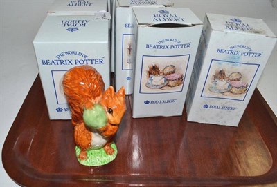 Lot 158 - Ten Beswick Beatrix Potter figures, boxed and an unboxed Squirell Nutkin