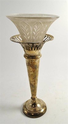 Lot 162 - A silver trumpet vase with glass liner, loaded