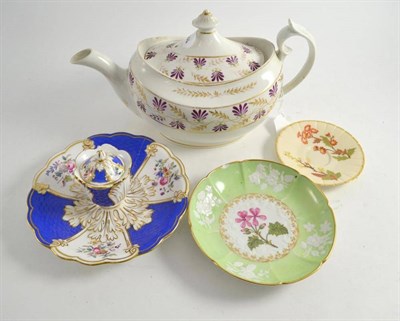 Lot 167 - A Granger & Co teapot and cover, an inkstand and two saucers
