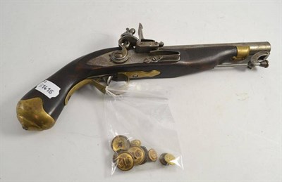 Lot 170 - A non-working copy of a flintlock dragoon pistol and nine Royal Navy buttons