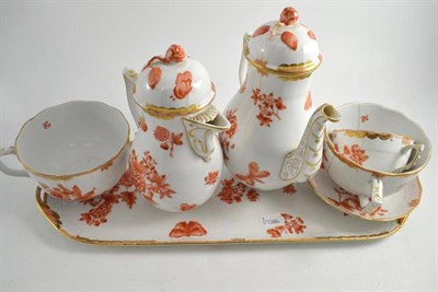 Lot 171 - A Herend china coffee pot, jug, large tray, cup and saucer and two breakfast cups