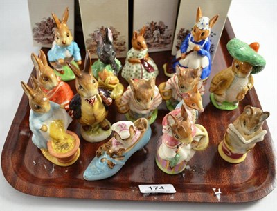 Lot 174 - Twelve Beswick Beatrix potter figures (some with boxes) and two Bunnykins figures (14)
