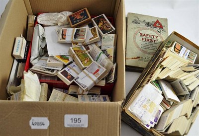 Lot 195 - A box of cigarette and trade cards and albums of cards