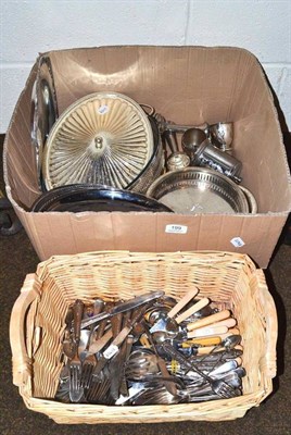 Lot 199 - A box of plated ware including trays and flatware