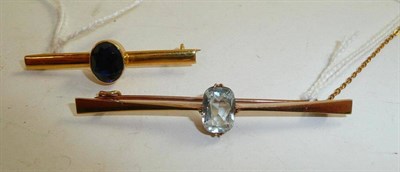 Lot 236 - A stone set bar brooch, stamped '15ct' and another converted with 22ct gold hallmark