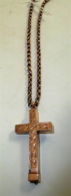 Lot 240 - A pencil concealed in a cross pendant on a belcher necklace