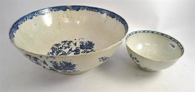 Lot 248 - An 18th century large blue and white porcelain bowl, possibly Isleworth; and Liverpool blue and...