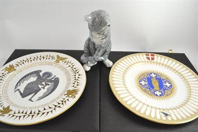 Lot 254 - A Royal Copenhagen porcelain model of a cat and two boxed Spode limited edition commemorative...