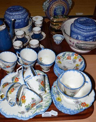 Lot 269 - Three trays of decorative ceramics including a Sunderland lustre bowl (a.f.), an Art Deco part...