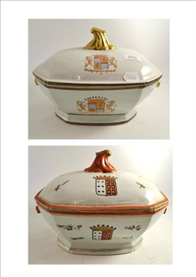 Lot 275 - Two Chinese export tureens decorated with armorials