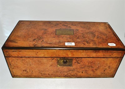 Lot 276 - Burr walnut writing box