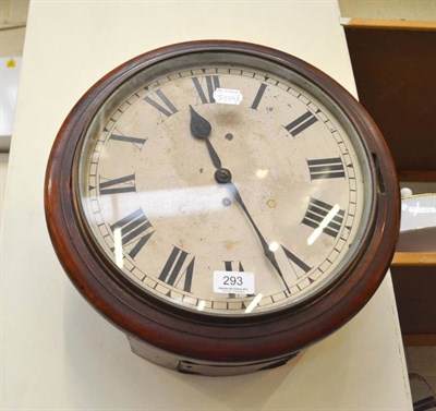 Lot 293 - Mahogany framed circular dial station clock