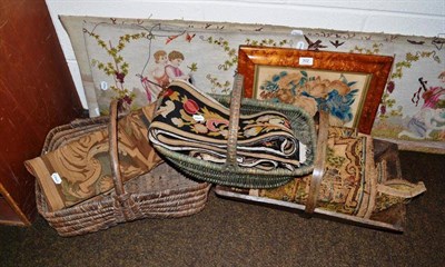 Lot 302 - Pair of tapestry panels, pair of tapestry bell pulls, pair of tapestry panels, machine woven panel