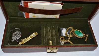 Lot 309 - A quantity of jewellery in two boxes, including amber type pieces, silver, wristwatches etc