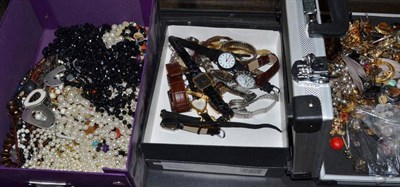 Lot 319 - Four boxes of costume jewellery and watches