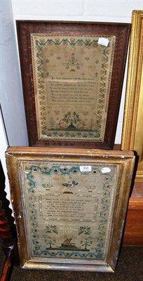 Lot 350 - Two early 19th century needlework samplers by Charlotte Parish 1827 and Mary Parish 1826 (a.f.)