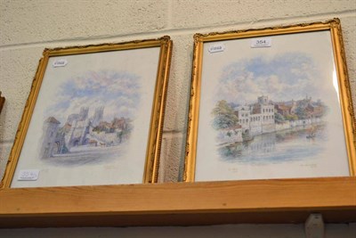 Lot 354 - George Fall Bootham Bar Minster, York, and Old Guildhall, York a pair of watercolours