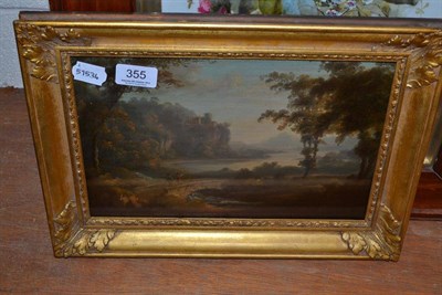 Lot 355 - Follower of Hovell, oil on board landscape with fisherman