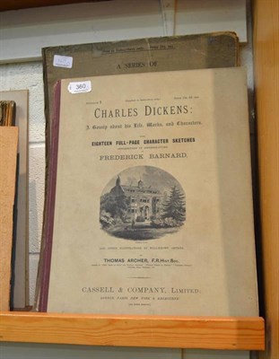 Lot 360 - Six Dickens books and character sketches from Thackeray