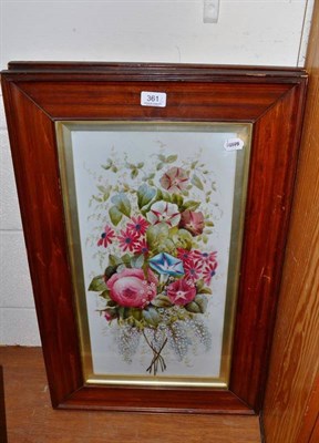 Lot 361 - H Jones, still life of flowers, pair of oil on opaque glass panels (2)