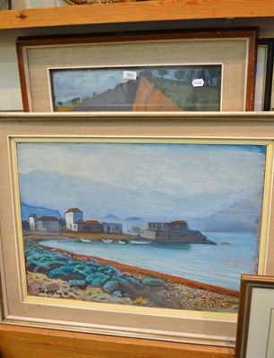 Lot 362 - Two large Greek paintings, 1960 and two large etchings