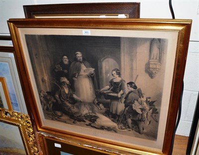 Lot 363 - After Landseer 'Bolton Abbey in the Olden Times' and an photogravure of Amiens Cathedral