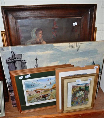 Lot 371 - A large colour print 'Chorus', colour print 'The lady with the lamp', pair of signed comic shooting