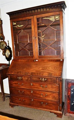 Lot 382 - George III mahogany bureau bookcase