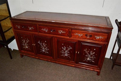 Lot 402 - An Eastern hardwood sideboard with inlaid mother of pearl decoration