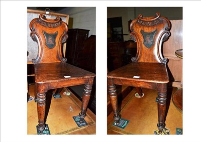 Lot 439 - Pair of hall chairs