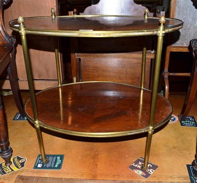 Lot 440 - A brass and mahogany two tier occasional table