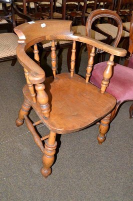 Lot 475 - Circa 1890 ex-Halifax Town Hall half round office chair with turned legs