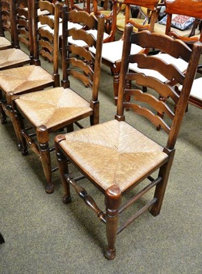 Lot 480 - Six oak ladder back chairs