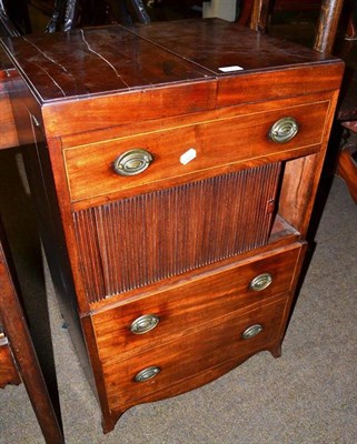 Lot 505 - Georgian mahogany enclosed washstand with tambour front