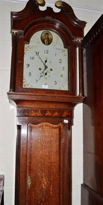 Lot 555 - George III oak and mahogany longcase clock with eight day movement