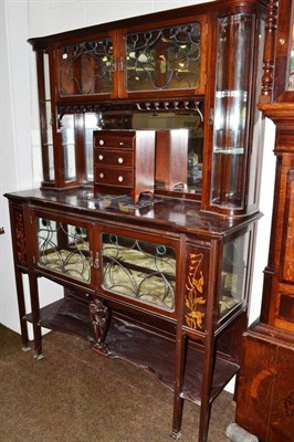 Lot 561 - Art Nouveau inlaid mahogany chiffonier with leaded glazed doors