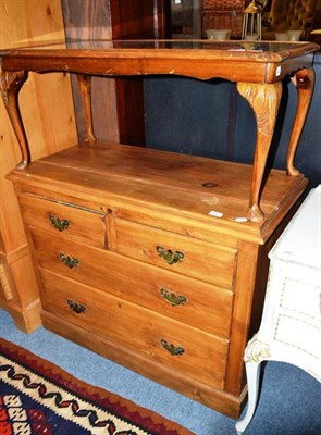 Lot 638 - Antique pine chest of drawers and a reproduction coffee table